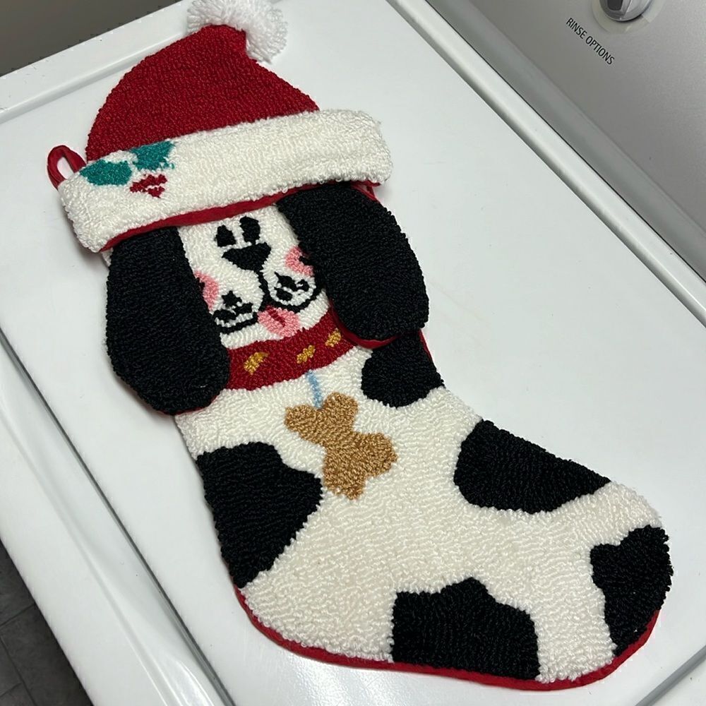 Dalmatian Dog Puppy Christmas Rug Hook Stocking 3D Latch Hook Plush